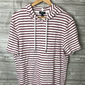 Trendy Striped short sleeve hoodie